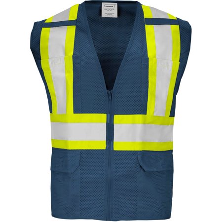 IRONWEAR Standard Polyester Mesh Safety Vest w/ Zipper & Radio Clips (Blue/Large) 1287-BZ-RD-LG